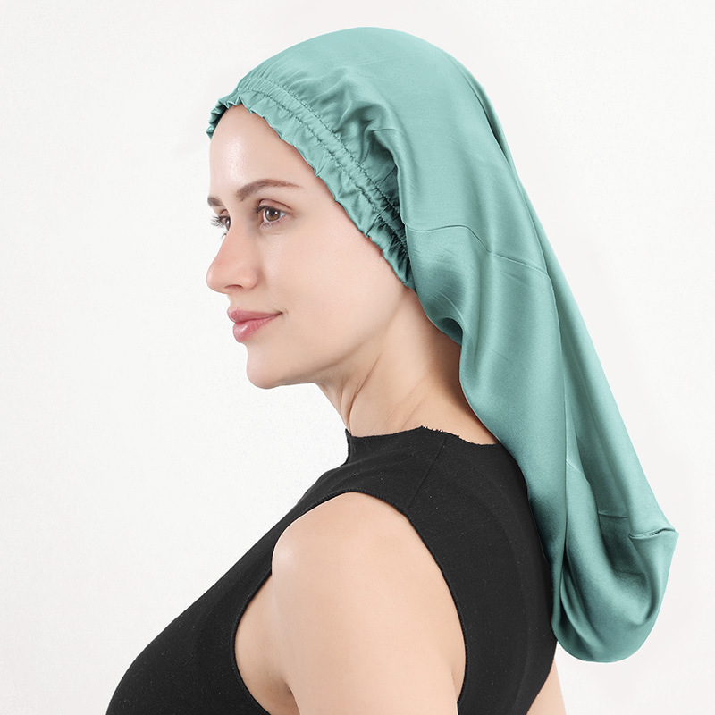 新作 シルクナイトキャップ 16匁桑蚕シルク ロングヘアキャップ フリル付きロングキャップ ホームヘアケアキャップ Amazon