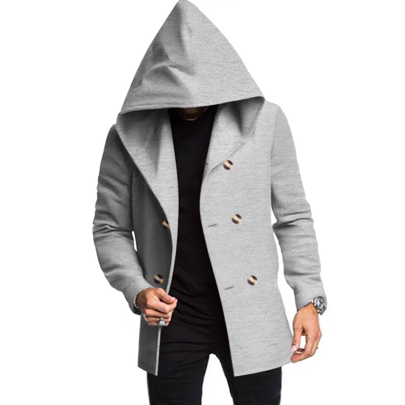 Nuevo cross-border Amazon clásico chaqueta delgada Europa y los Estados Unidos comercio exterior de color sólido casual chaqueta con sombrero hombre
