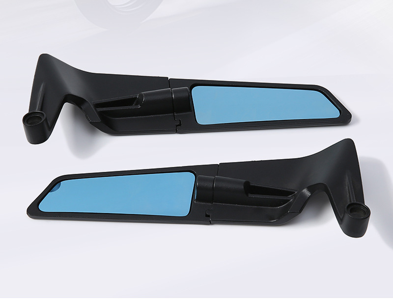 Motorcycle Rearview Mirror Aluminum Alloy Rotatable Fixed Wing Rearview Mirror High-Definition Large Field of View Blue Mirror Modification Accessories