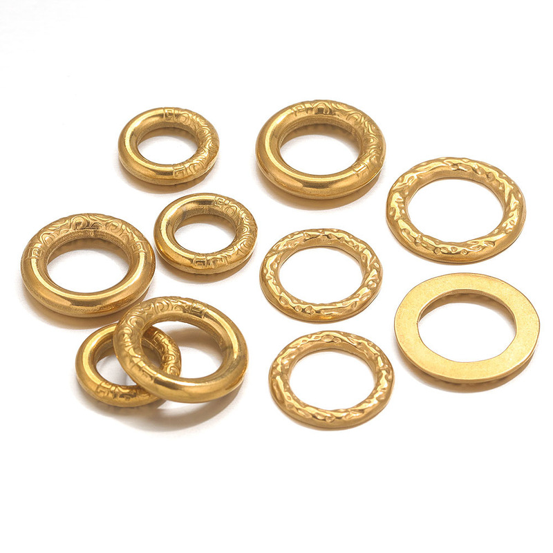 Stainless steel embossed vintage ring titanium steel pattern pendant DIY earrings pendant making accessories