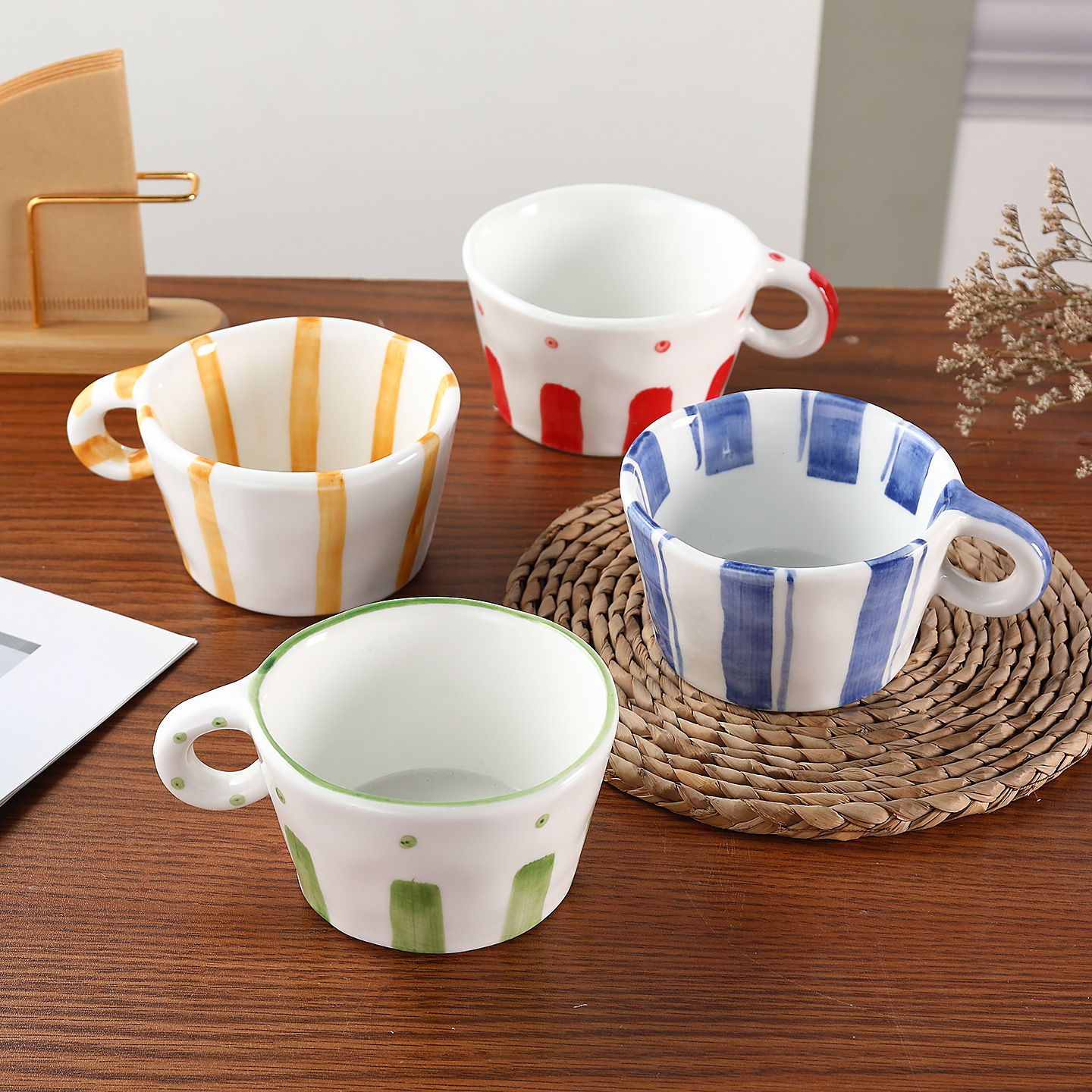 Japanese Retro Underglaze Ceramic Coffee Mug High-Value Latte Art Home Breakfast Office Water Cup_voghion.com
