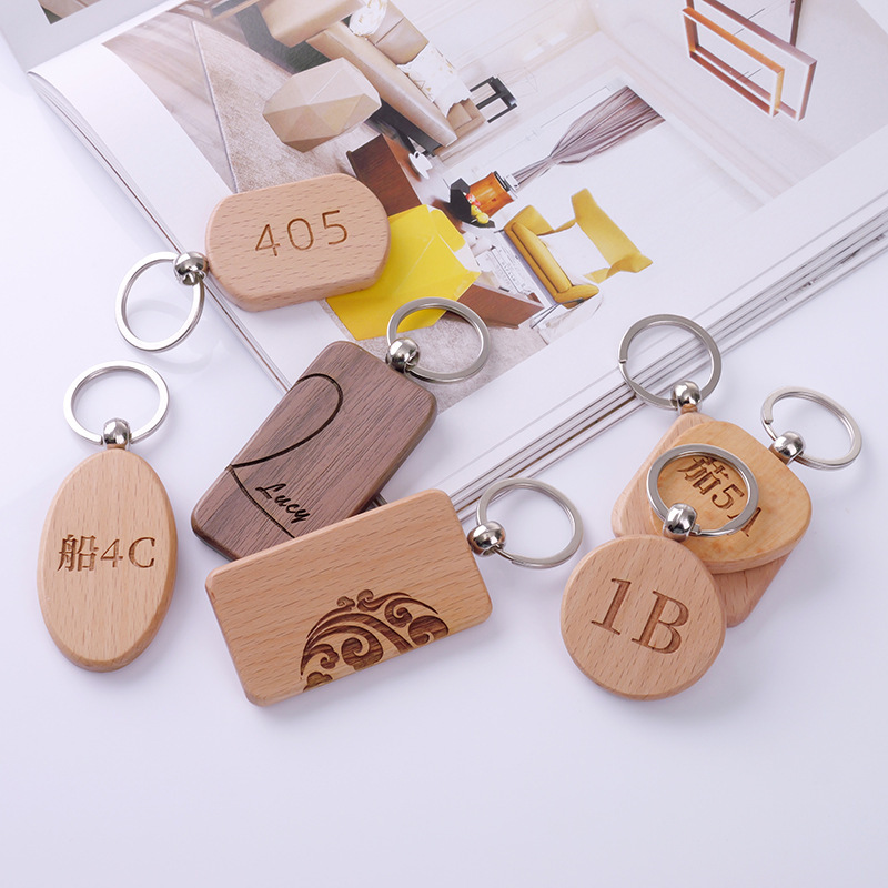 Chinese zodiac anti-lost phone number plate carved solid wood car key chain handmade pendant gift for men and women