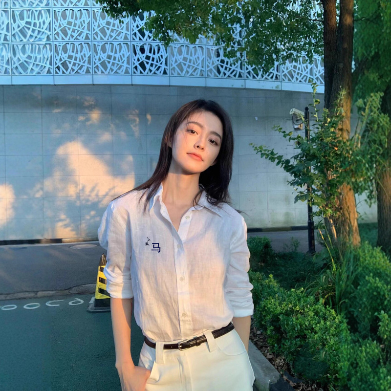 in stock RL Linen Shirt Summer Sunscreen Coat Pony Embroidered Old Money Fashion Brand Cotton and Linen Shirt Sweep Size