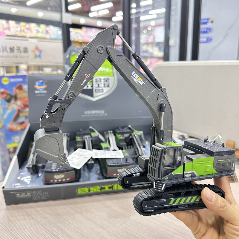 6-Piece Set of Realistic Alloy Excavator Construction Vehicle Model Cars for Boys, Children's Toys, Gifts for Night Market and Park Stalls