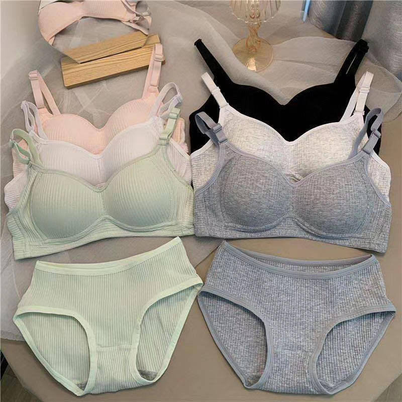 2022 New Pure Color Girl Bodysuit Bra with Anti-Slip Design, Cotton Underwire Bra for Developing Students with Flat Chest A Cup