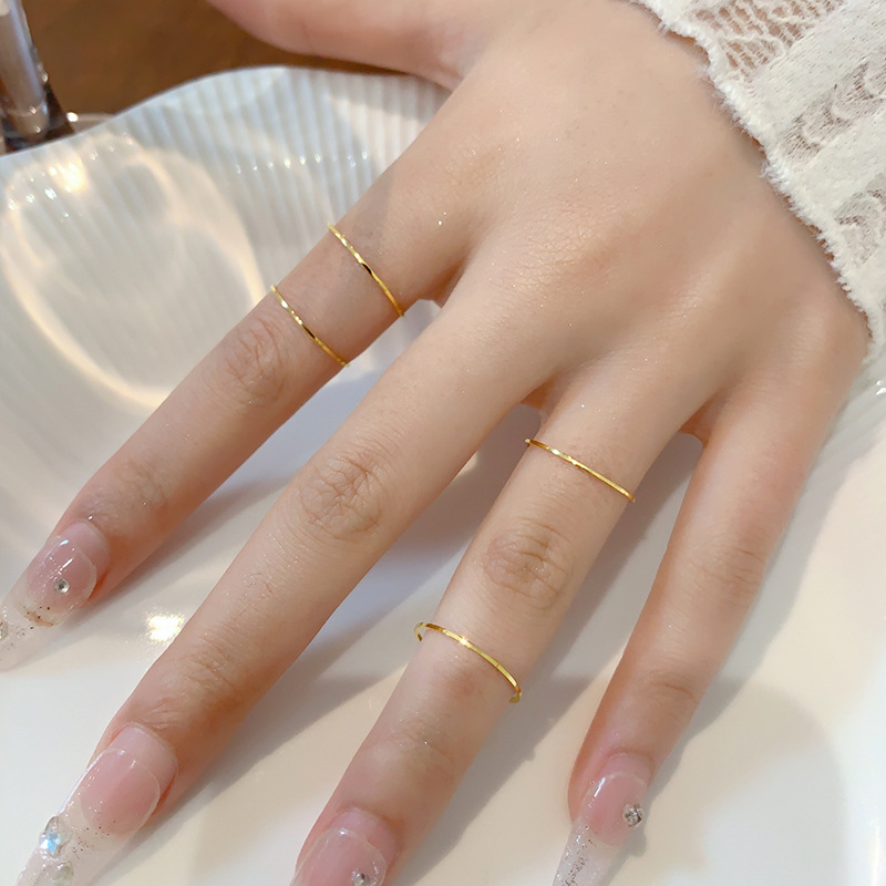 Extremely fine plain ring girl's fashion high-end simple exquisite titanium steel tail ring joint ring forefinger ring can't quit color