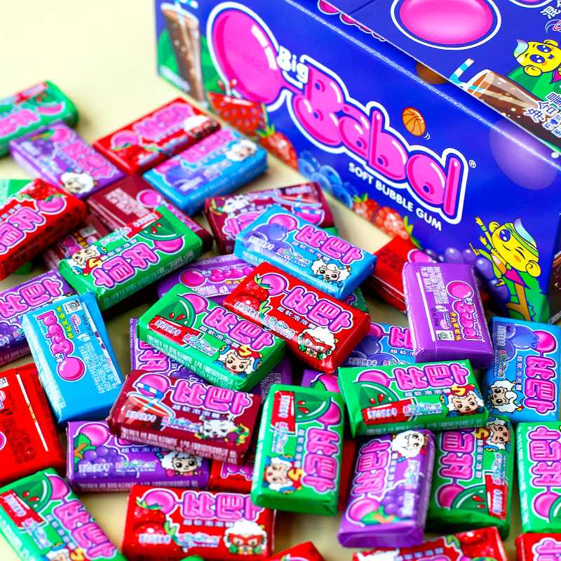 比巴卜超软泡泡糖120个口香糖混合装儿童糖果8090后童年怀旧零食