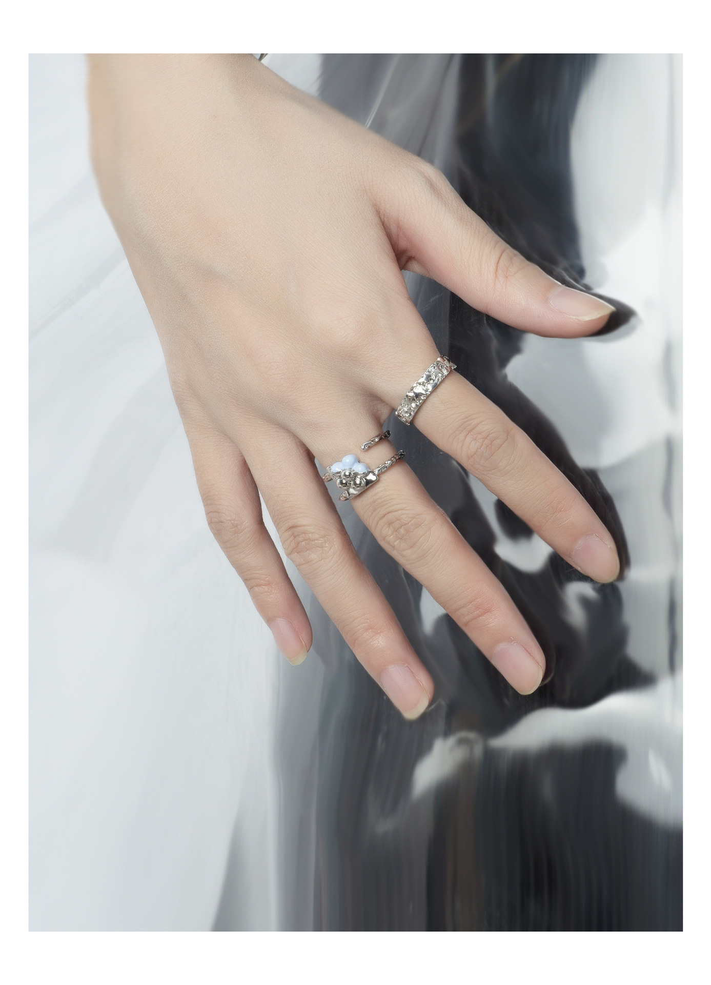 Fashion Flower Copper Epoxy Open Ring