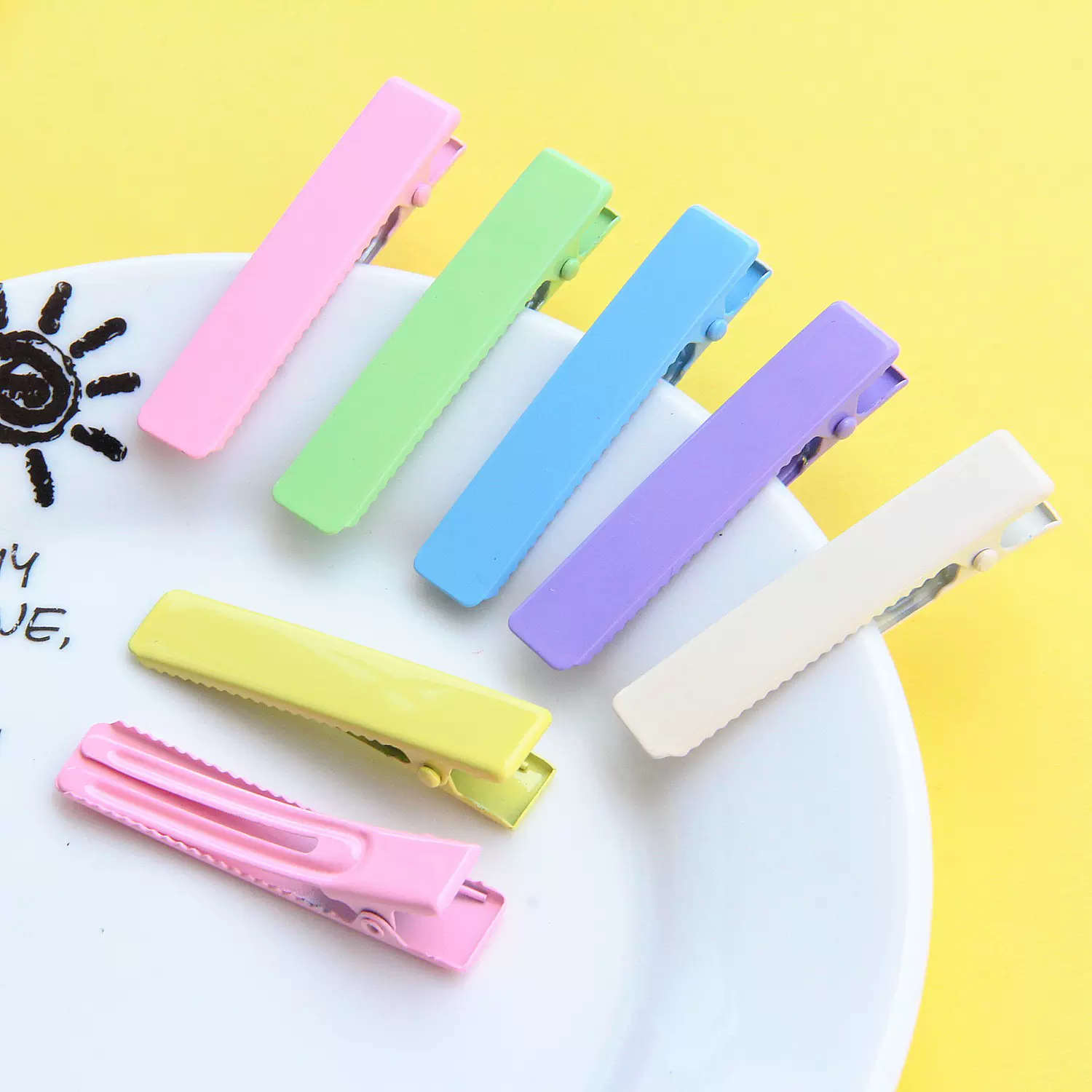 4.8cm电镀亮油马卡龙色鸭嘴夹发夹diy奶油胶无痕发夹批发厂家直销