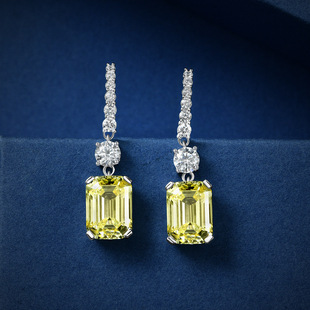 Shipei jewelry foreign trade with 925 silver 8*11 high carbon diamond earrings rectangular chamfer car flat 4 karat ear hook women