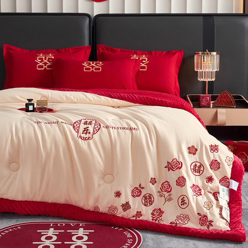 AB NOODLES BEAN VELVET 담요 이불을 동반 한 새로운 중국 담요 결혼식