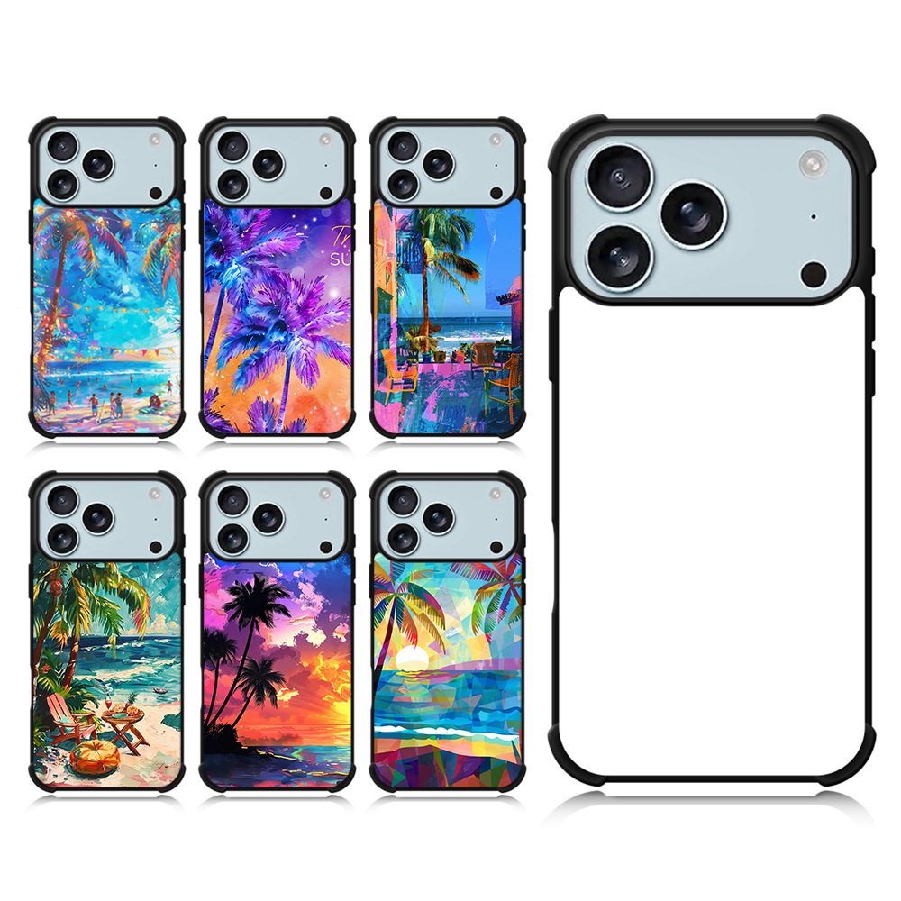 iPhone17系列四角防摔热转印2D TPU苹果手机壳批发黑色透色厂家