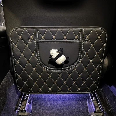 Kidsren's Car Rear Seat Protective – Chair back anti-kick pad - panda-black-anti-kick-pad-short-style