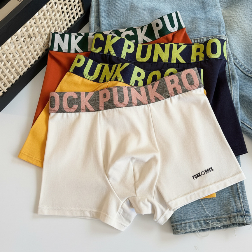 Men's Boxer Briefs, Sports Pants, Mid-Waist, Comfortable One-Piece Pure Cotton Breathable Antibacterial Large Size Boxer Briefs