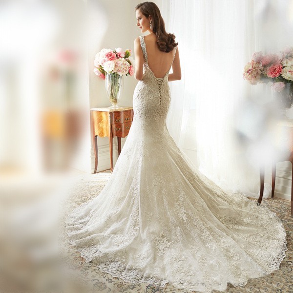 New Product 2025 New Luxury Lace One-Shoulder Backless Slim Fishtail Slim Tail Bridal Wedding Dress