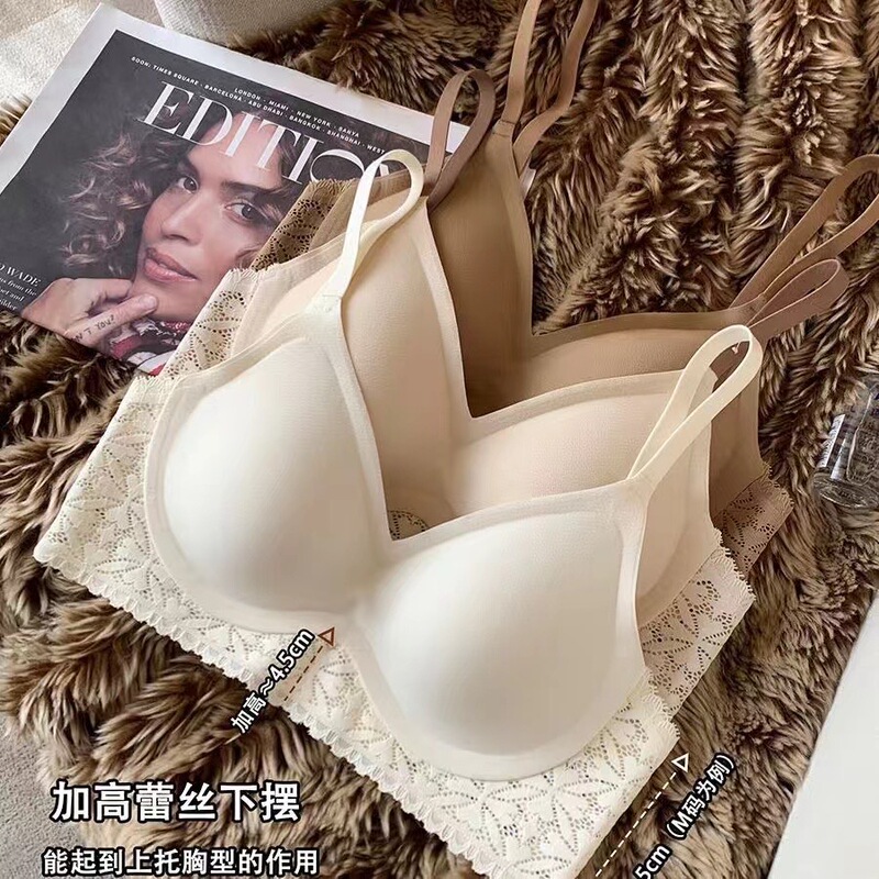 New Style Intimates for Women with Small Breasts, One-Piece Seamless, Wire-Free, Anti-Sagging, Push-Up, Comfortable and Breathable Lace Bra