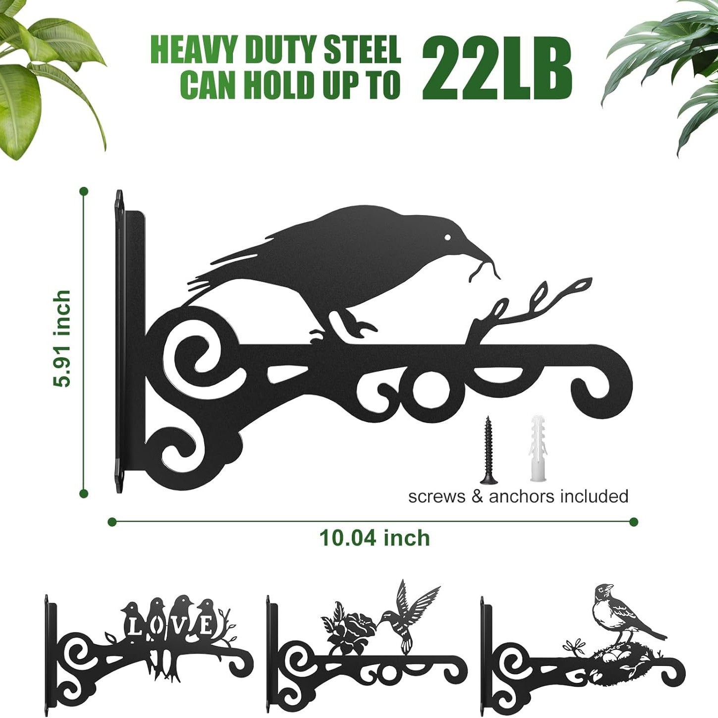 美学の壁の植物のフックの屋内および屋外-金属の掛かる植物のブラケットのベルトの美しい鳥の図