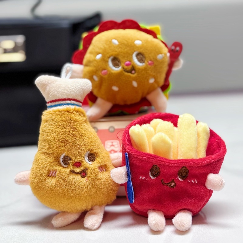 インターネット有名人の漫画ハンバーガーチキンレッグかわいいフライドポテトぬいぐるみペンダント小さな人形キャッチマシン人形スクールバッグペンダントキー|undefined