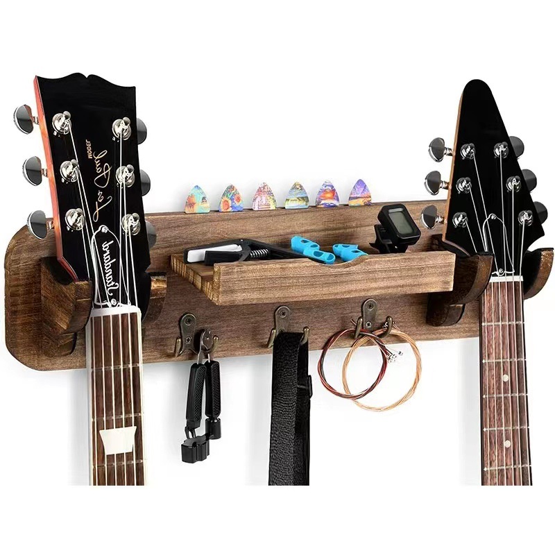 木质吉他置物架壁挂式墙上实木挂架电吉他琴架吉他拨片收纳架厂家