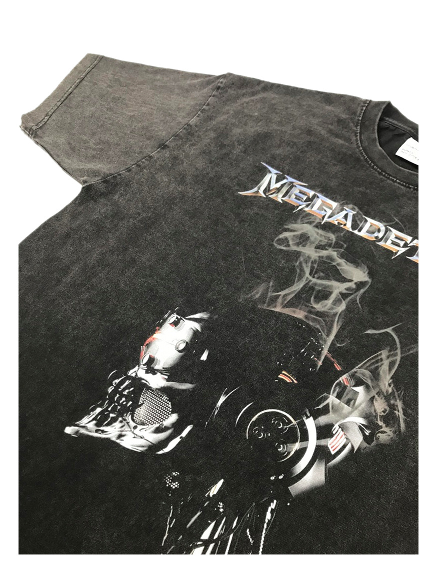T-shirt à manches courtes, groupe de Rock MEGADETH, Hip Hop, lavé, vieille tête de Machine, nouvelle collection 2022_voghion.com