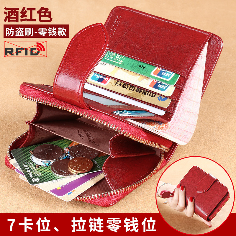 Cartera corta, bolso de cambio, bolso de tarjetas de cuero real, bolso pequeño, bolso de mujer, bolso de cuero compacto, cuero de vaca
