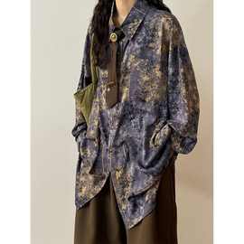 2025春季新款小众设计感蒲公英紫色个性长袖衬衫文艺穿搭宽松款