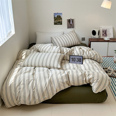 復古條紋四件套全棉純棉100水洗棉床單被套男學生宿舍床上三件套3