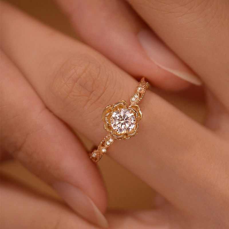 Women's Gender Copper Inlay Flower Zircon Rings