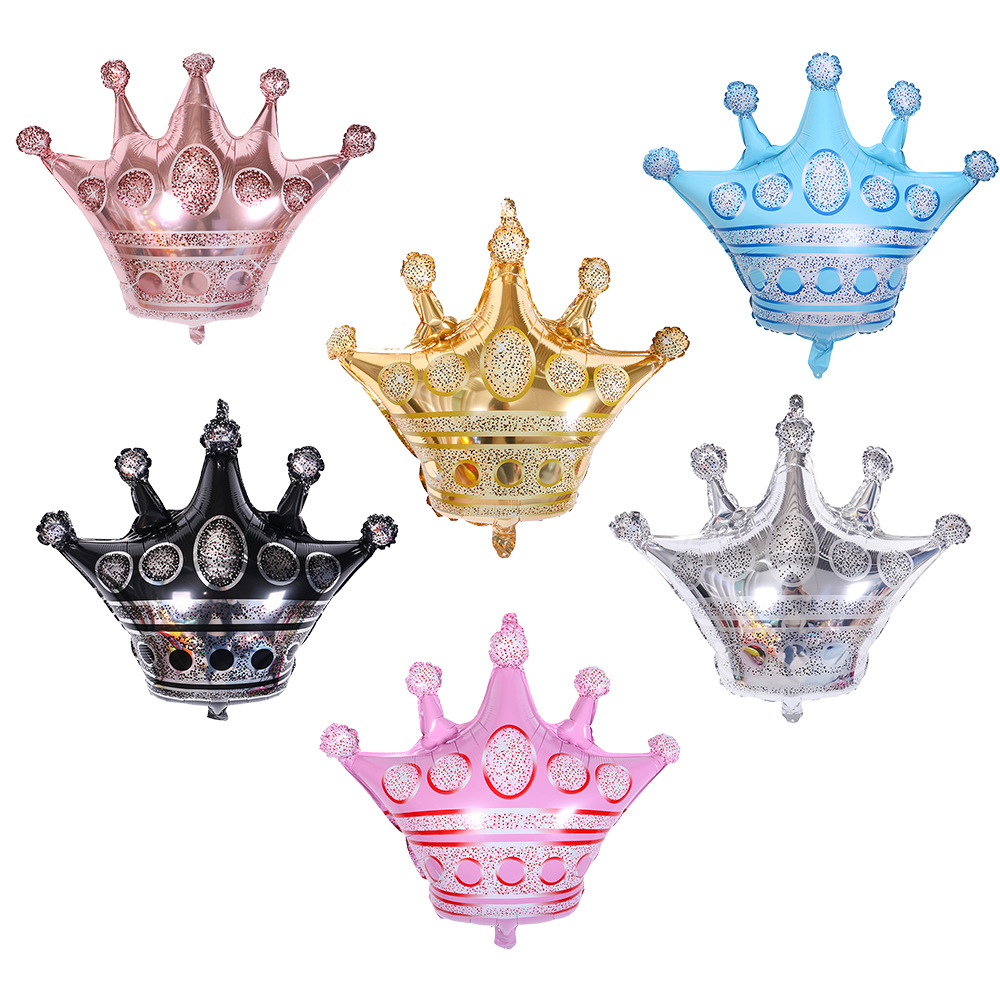 新款中號金色皇冠鋁膜 生日結婚慶典布置五叉皇冠鋁箔氣球批發