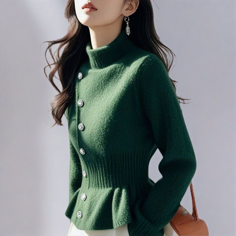 Good-Looking Solid Color Sweater for Women 2026 Spring, Autumn, and Winter New Style Soft and Stylish Knit Top