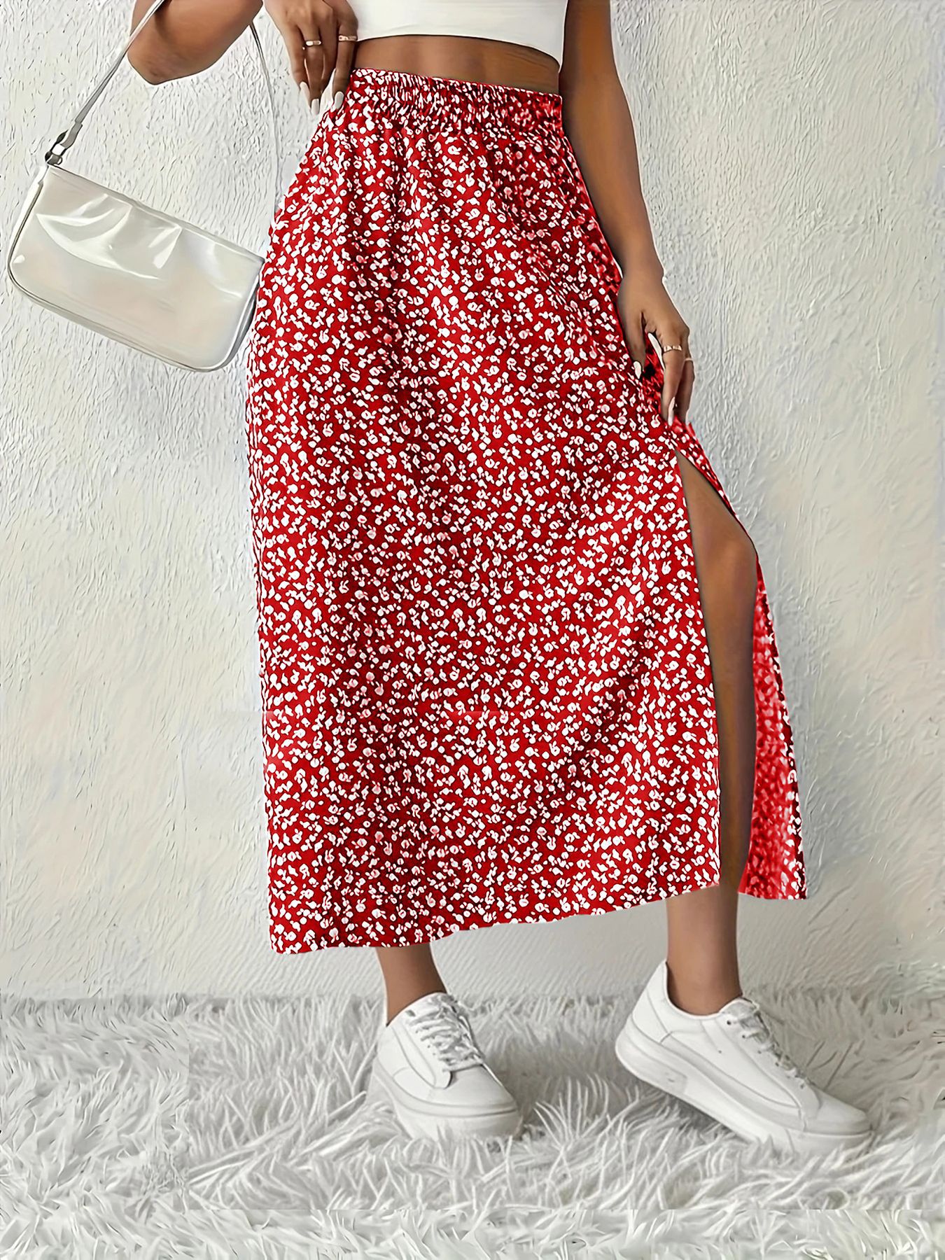 Vintage For Spring Summer, European And American TK Women's New Style, Waist-Cinching Printed Long Skirt With_ecoleips.com