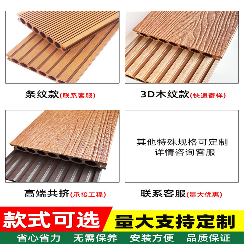 塑木地板花园地板二代共挤木纹3D压花木塑防腐木户外露台地板生态|undefined