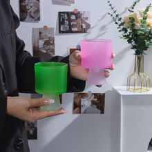 高颜值ins玻璃杯趣味diy甜品杯创意奶昔杯果汁咖啡杯家用高脚水杯