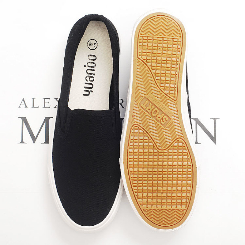Verano blanco y otoño con un pie de lona zapatos blancos mujeres antideslizantes zapatos perezosos de suela gruesa zapatos de tela viejos de Beijing cuidado femenino image 2