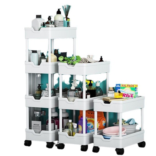 Trolley storage rack floor-standing toilet bathroom sandwich storage rack bathroom bedroom multi-layer removable storage rack