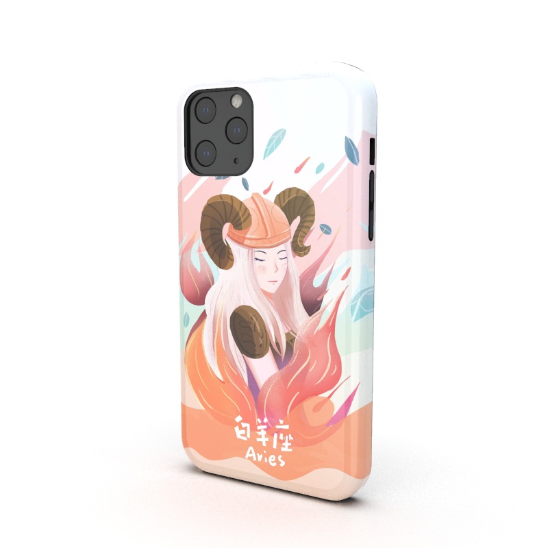 白羊座现货库存适用于iPhone11promax韩国菲林热转印双层手机壳