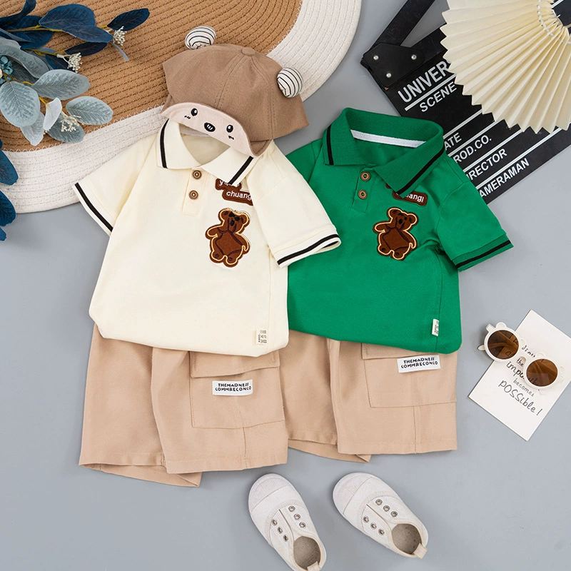 Детский набор Polo, летняя детская мода, 1–3 года, короткий рукав, мишка