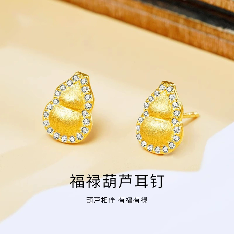 Позолоченные серебряные серьги Zhou Bai Na с матовым покрытием, новый китайский стиль, национальный тренд Fulu, матовое ремесло - JPES0040