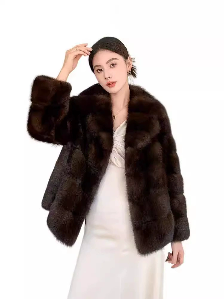 Куртка из искусственного меха (Shobo), каштановый, короткая, плюшевая, S–XL