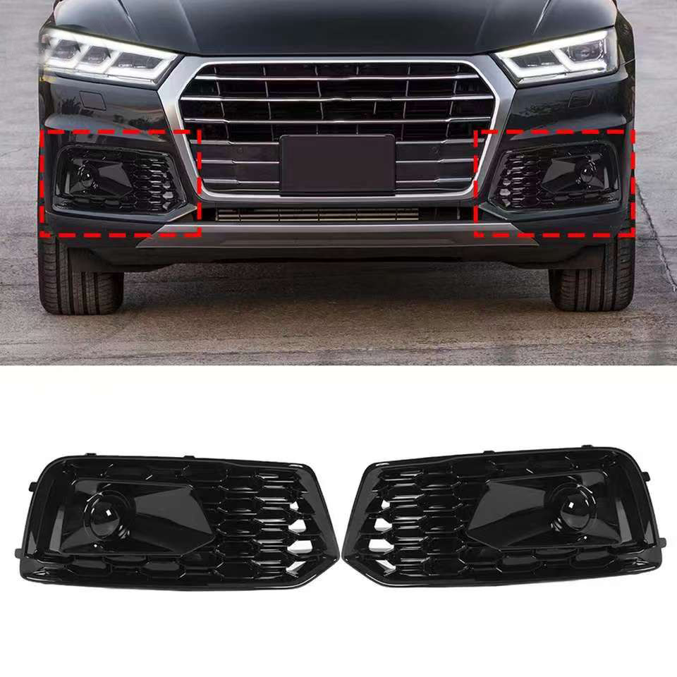 Applicable to 2018 2019 2020 Audi Q5 Fog Light Frame Grille Modification Rsq5 Mesh Glossy Black Non Sline
