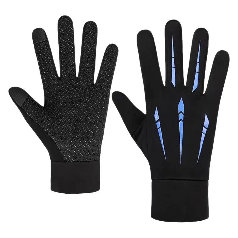 Inventario de cinco patas y veludo esquí antiviento hombre desgaste de dedo caliente antideslizante al aire libre guantes de bicicleta de pantalla táctil