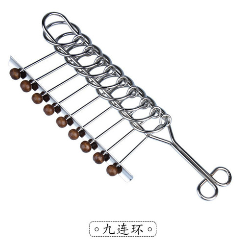Puzzle nine-link metal unbuckle intelligence buckle standard length 22CM five-link unbuckle brain-burning toy belt instructions