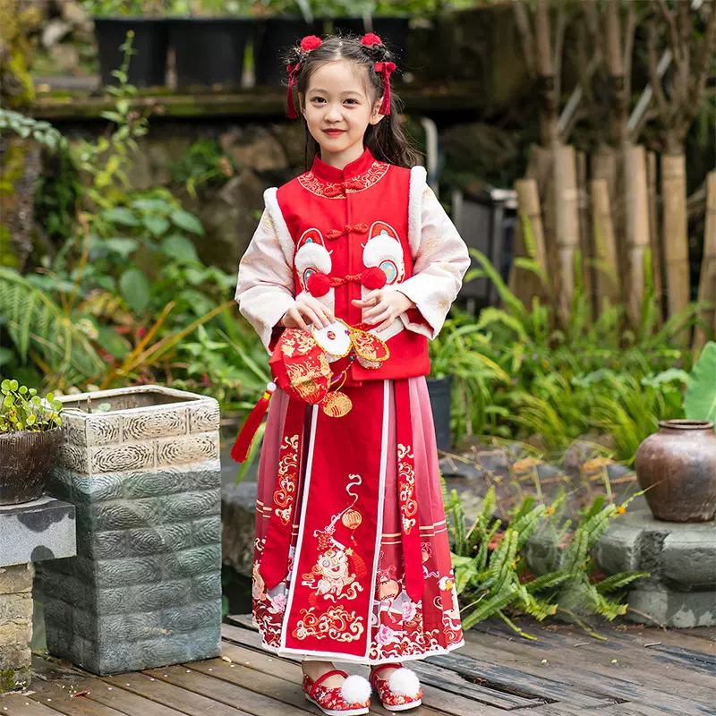 冬季年服女童宝宝新年裙套装儿童汉服直播福利款——超值56.6唐装