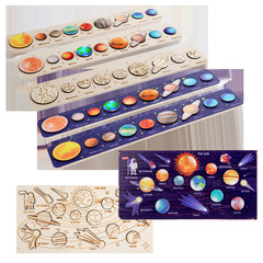 Cross-border children's eight planets wooden 3D puzzle planet matching cognitive educational puzzle board Montessori early education toy