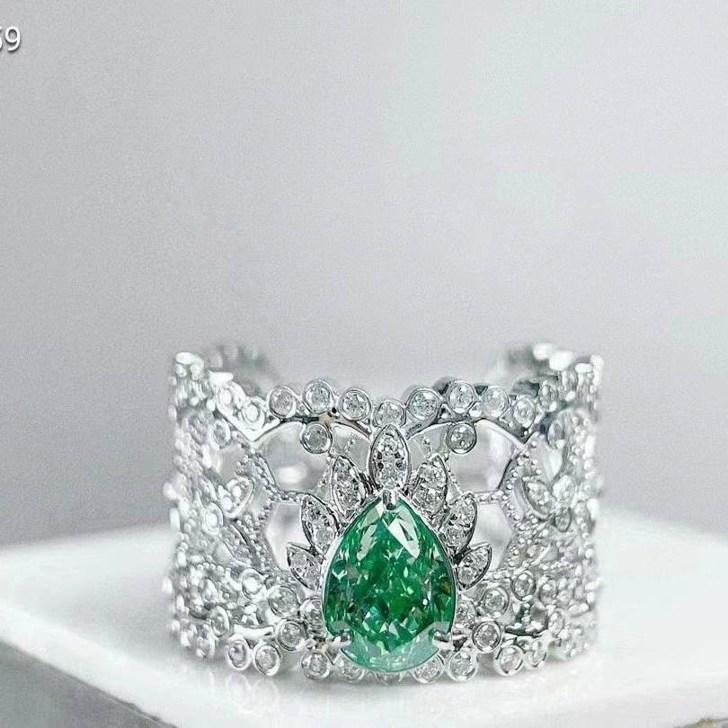 Новое 1.005CT18K Золото-зеленое бриллиантовое кольцо ювелирные изделия чистота vvs с международным сертификатом