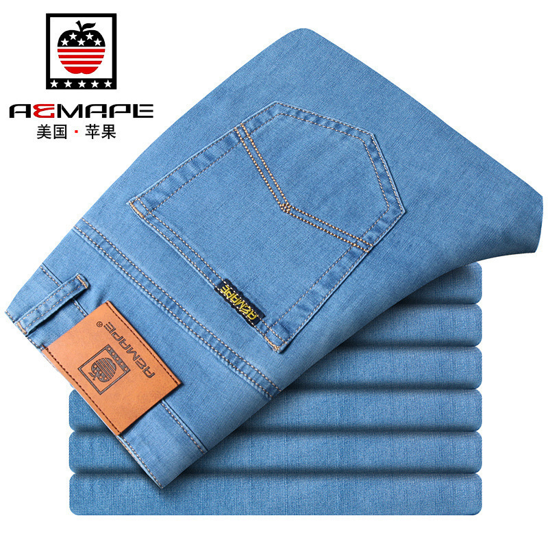 AEMAPE American Apple Autumn Thick Middle-aged Business High Waist Loose Straight Pants Men's Jeans 1629