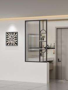Dry area half wall partition cabinet frosted iron modern simple partition glass home living room hand washing walk-in