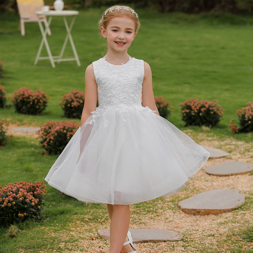 Kinder-Spitzen-Tutu-Rock mit Reißverschluss, Blumenkleid, festliche Kleidung, Mädchen-Kleinkindkleidung im Alter von 3-7 Jahren_voghion.com