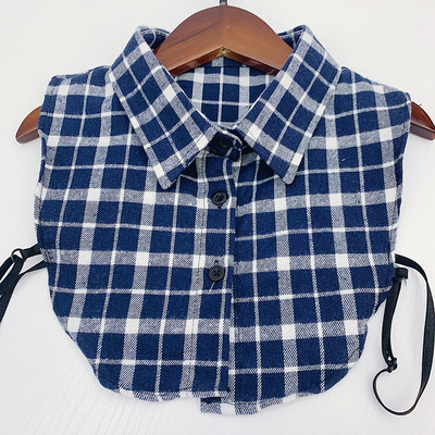 Cotton Plaid Fake detachable Collar for Lapel Plaid half Shirt dickey Collar for unisex