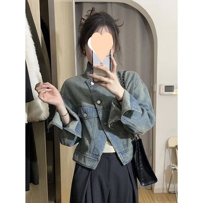 Retro denim design short jacket for leisure